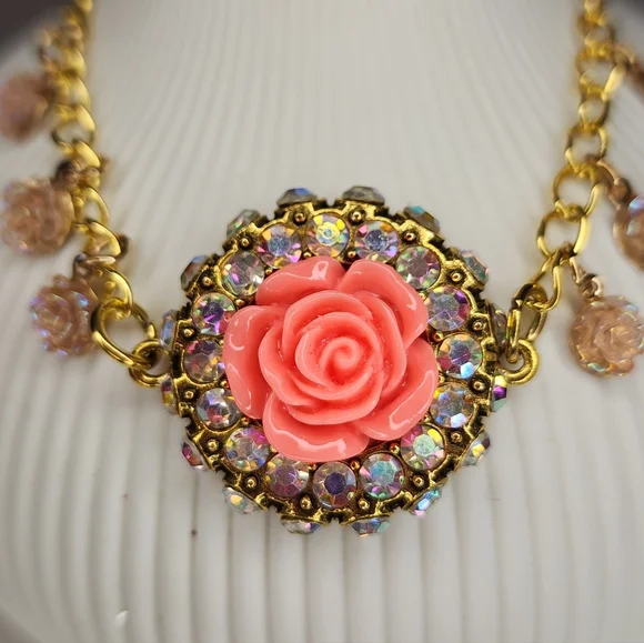 Romantic Rose & Iridescent Crystal Bracelet - Picture 2 of 3
